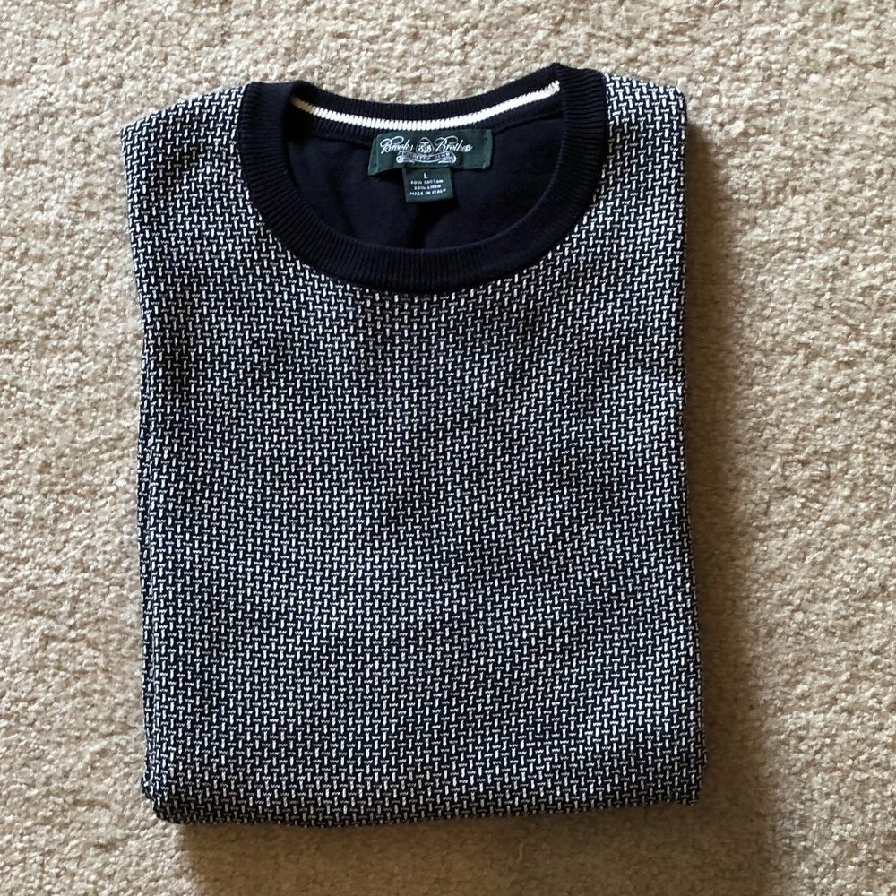 Brooks Brothers Navy/Grey Sweater Size: L - Made in Italy